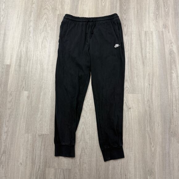 Nike Club Knit Jogger Sweatpants Men's Large Black Causal Cuffed FQ4330-010 - Picture 1 of 10